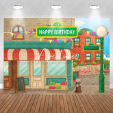 Aperturee - Animated House Street Theme Happy Birthday Backdrop